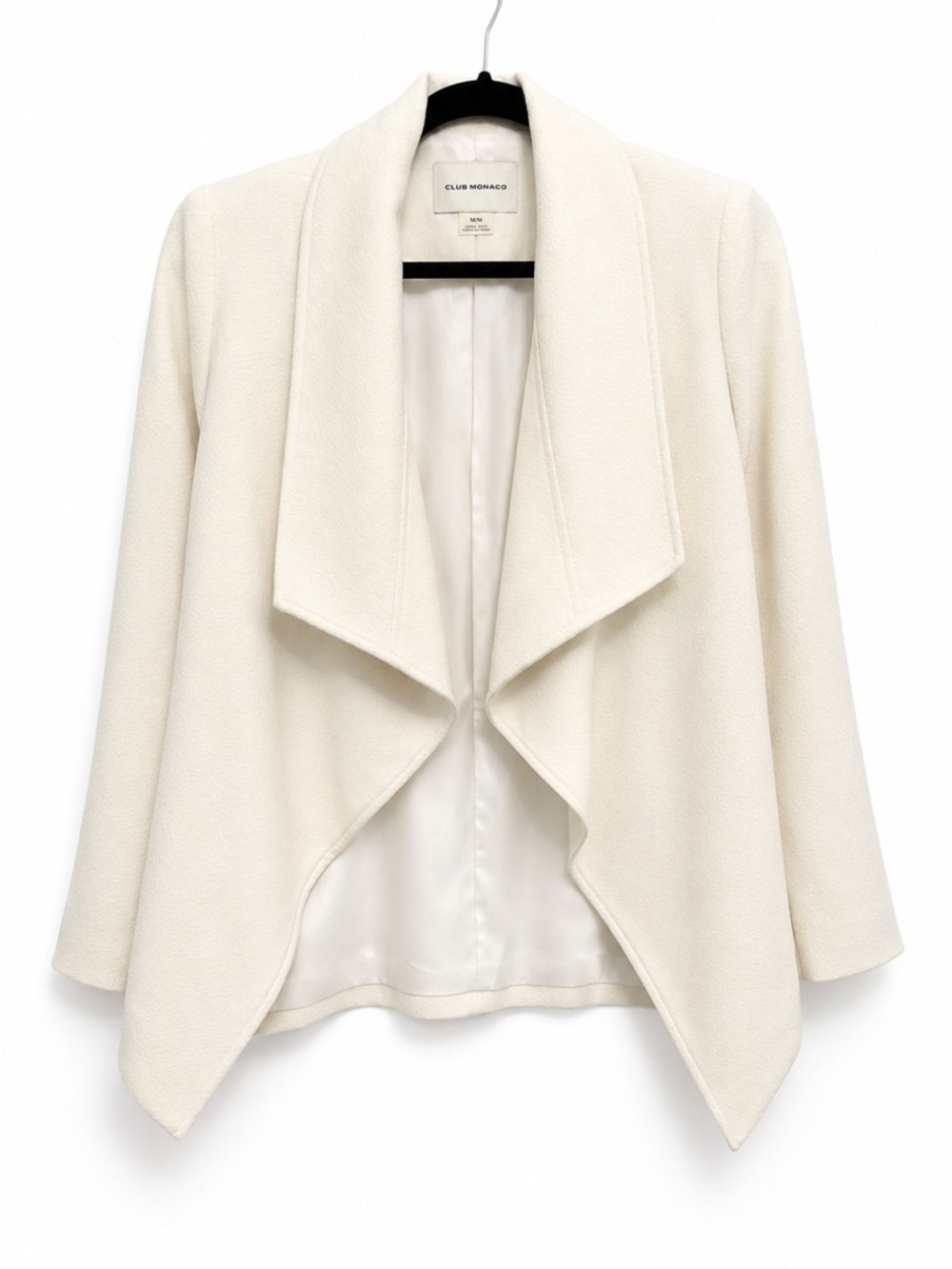 Club Monaco Off-White Open Front Jacket